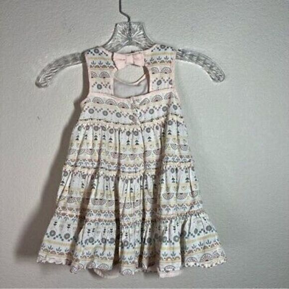 Rachel Zoe Girls Printed Tiered Dress Size 3T‎ Sleeveless Keyhole Back - Picture 6 of 9